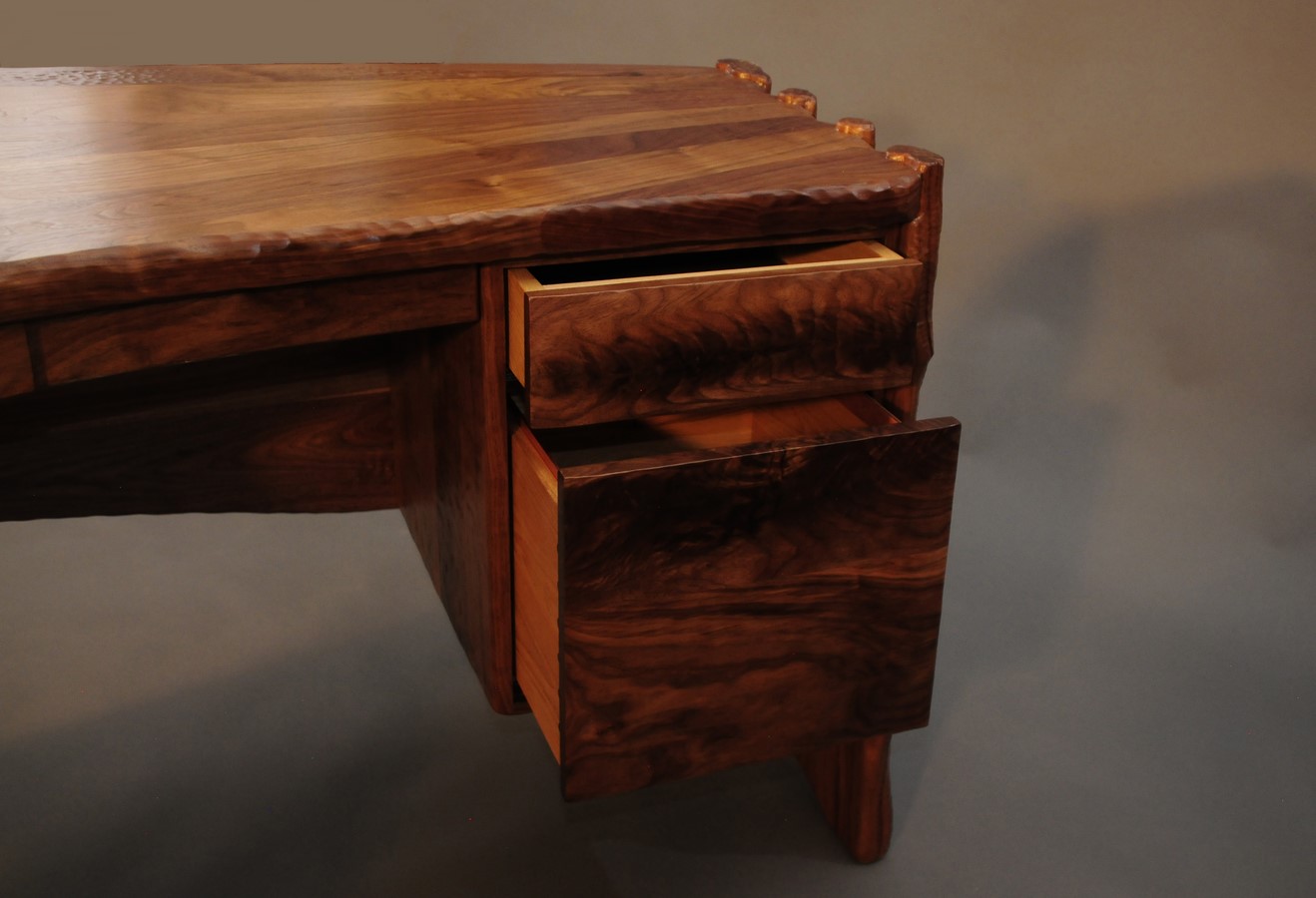 Drawers made with crotch walnut